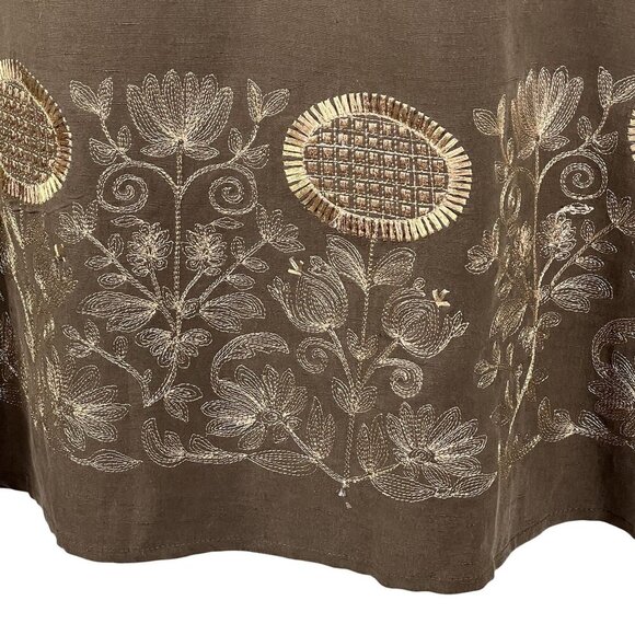 Peck & Peck Women 8 Silk Linen High Rise Midi Skirt Embroidered Capsule Wardrobe - Picture 10 of 13